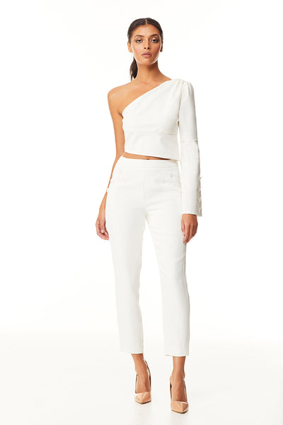 Zeva One Shoulder Crop | Ivory