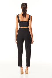 Eva Pin Tuck Slim Pant | Black