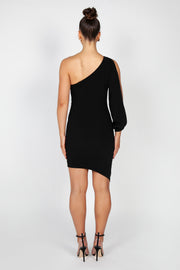 Gisele One Sleeve Mini Dress | Black