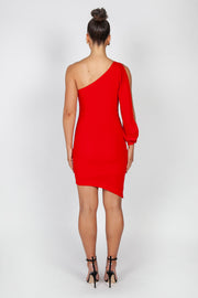 Gisele One Sleeve Mini Dress | Red