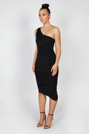 Mila Ruched Midi Dress | Black