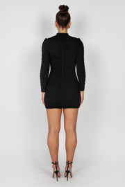 Fleur Ruched Mini Dress | Black